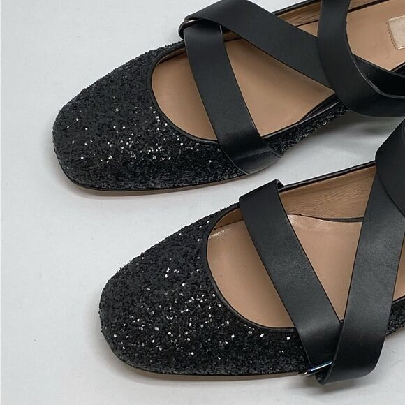 Valentino Garavani Rockstud Strappy Glitter Ballerina Flat size 37 - Picture 5 of 13